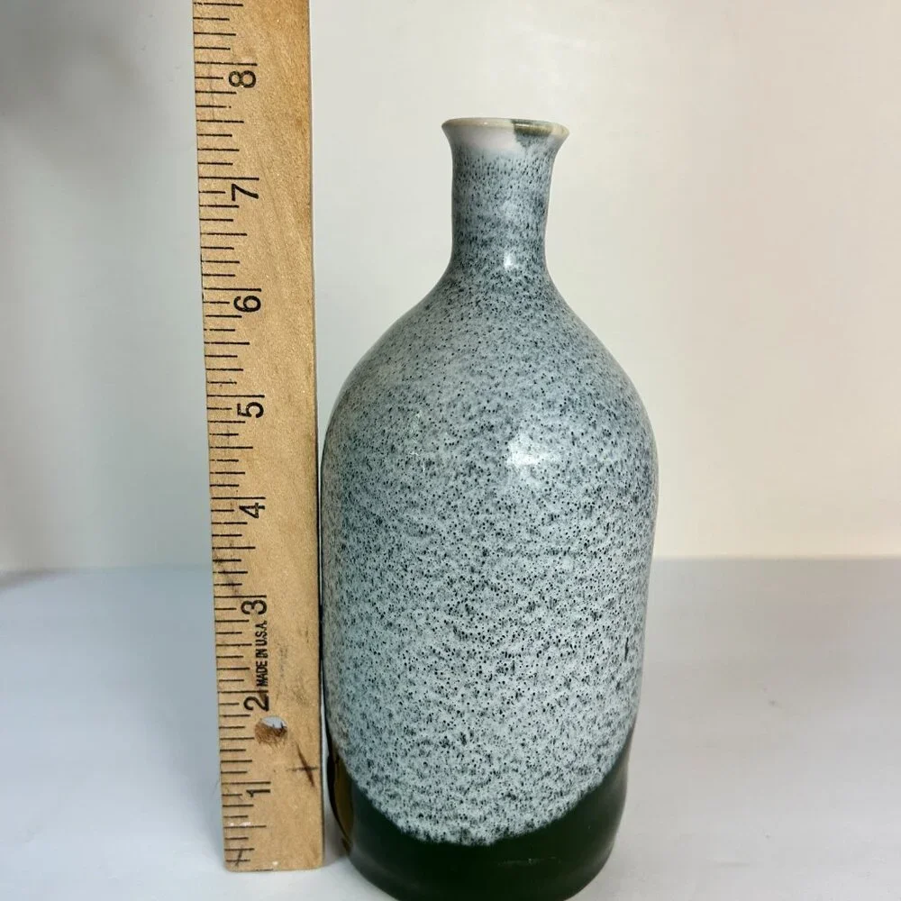 Pottery Bud Vase Speckled Blue Green Stoneware 7.5
